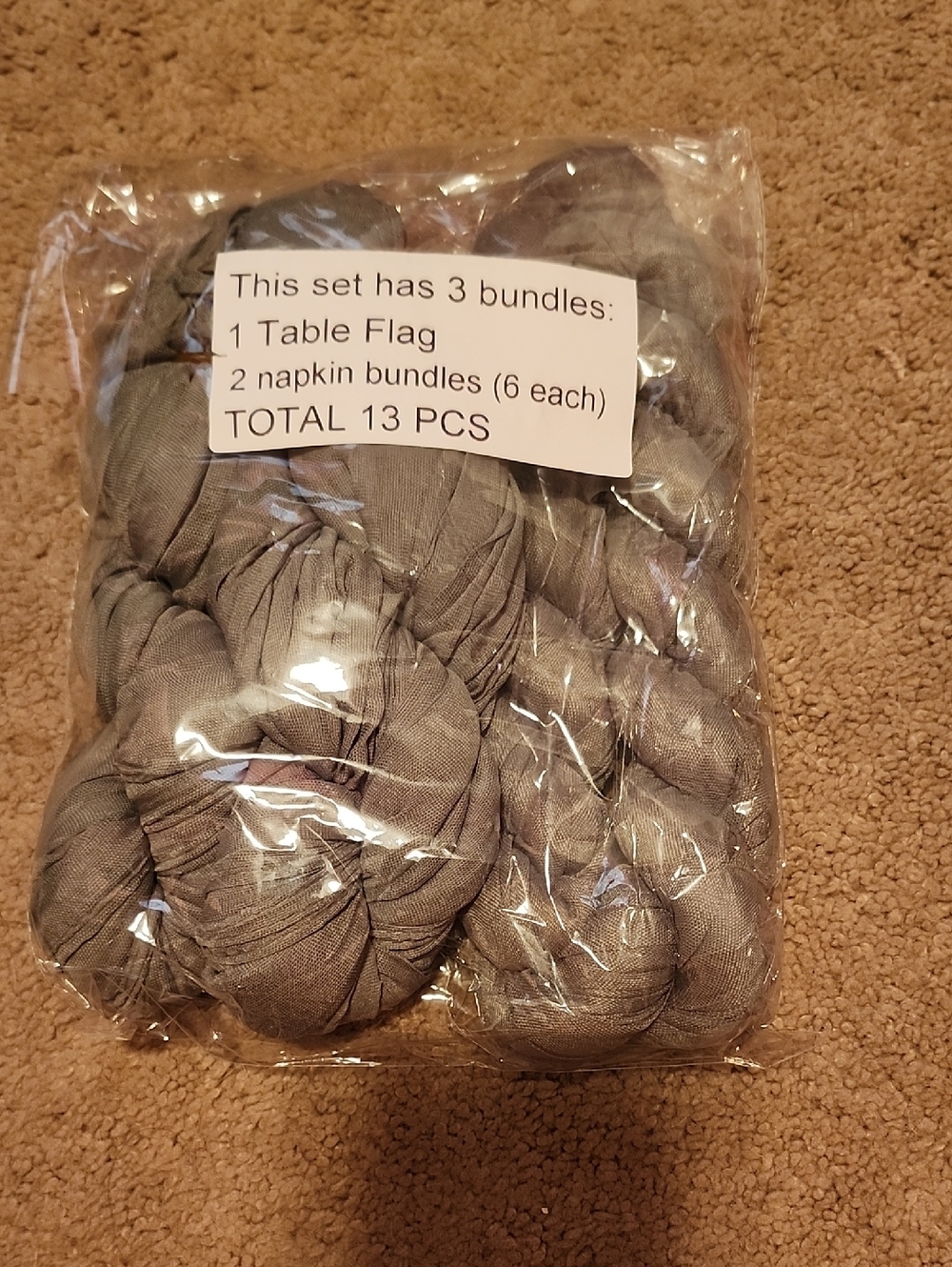 Sage green Fabric Napkin & Table Flag Set - 13 PC
